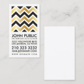 Moderne Elegante Faux Gold Folie Zwart Chevron Visitekaartje (Voorkant / Achterkant)