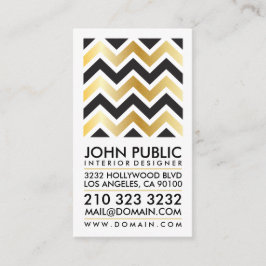 Moderne Elegante Faux Gold Folie Zwart Chevron Visitekaartje