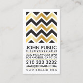 Moderne Elegante Faux Gold Folie Zwart Chevron Visitekaartje (Voorkant)