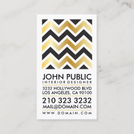 Moderne Elegante Faux Gold Folie Zwart Chevron Visitekaartje