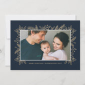 Moderne Elegante Faux Gold Glitter Kerstfoto Feestdagenkaart (Voorkant)