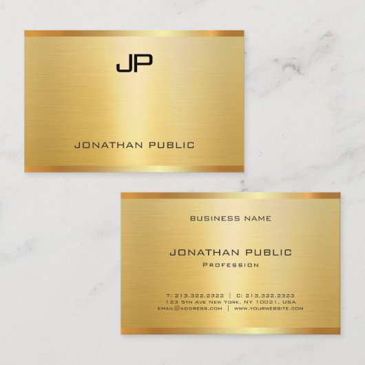 Moderne, elegante Faux Gold Professional-Sjabloon Visitekaartje (Voorkant / Achterkant)