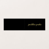 Moderne Elegante Faux Gold Script Tekst Zwart Gevo Visitekaartje (Buitenkant ongevouwen)