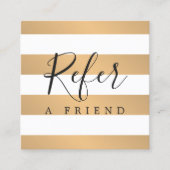 Moderne Elegante Faux Goud Witte Strepen Aanbevelingskaartje (Voorkant)
