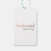 Moderne Elegante Faux roos Gouden Bruidsmeisje Tek Cadeaulabel (Voorkant)