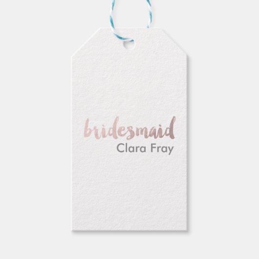 Moderne Elegante Faux roos Gouden Bruidsmeisje Tek Cadeaulabel (Voorkant)