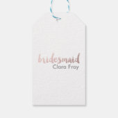 Moderne Elegante Faux roos Gouden Bruidsmeisje Tek Cadeaulabel (Achterkant)