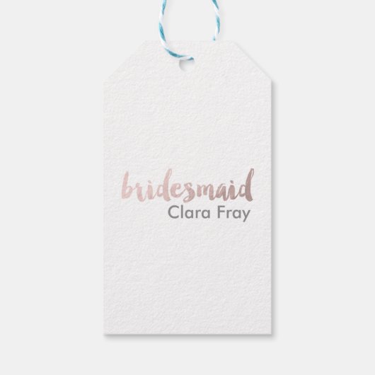 Moderne Elegante Faux roos Gouden Bruidsmeisje Tek Cadeaulabel (Achterkant)