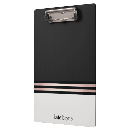 Moderne Elegante Faux Roos Gouden Folie Strepen Klembord (Links)