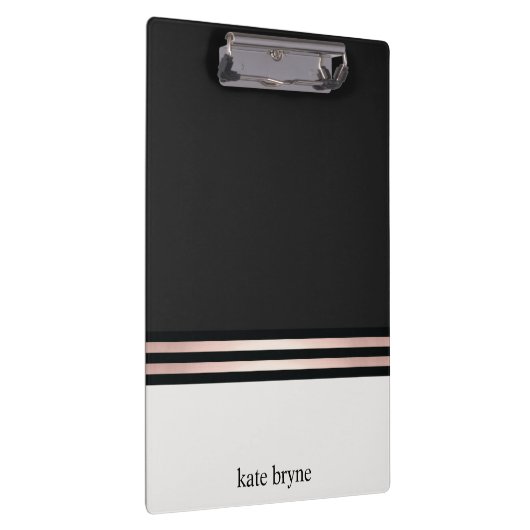 Moderne Elegante Faux Roos Gouden Folie Strepen Klembord (Rechts)
