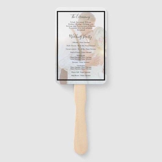 Moderne Elegante Faux Vellum Overlay Foto Hand Fan Handwaaier (Achterkant)