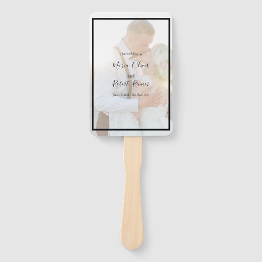 Moderne Elegante Faux Vellum Overlay Foto Hand Fan Handwaaier (Voorkant)