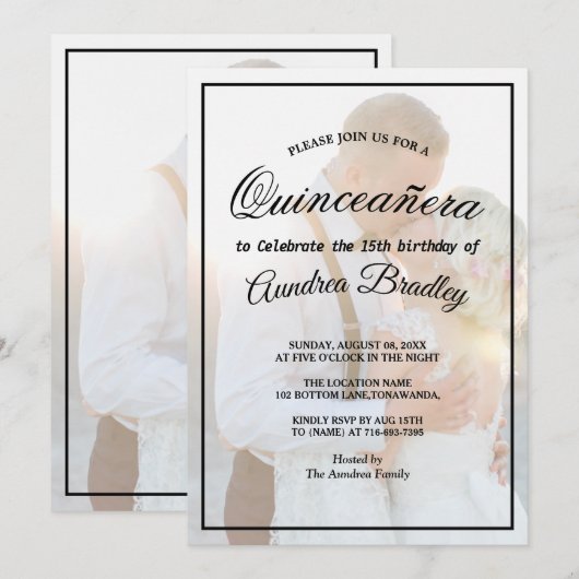 Moderne Elegante Faux Vellum Overlay Foto Verjaard Kaart (Voorkant / Achterkant)