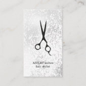 Moderne Elegante Faux Zilveren Haar Stylist Visitekaartje (Voorkant)