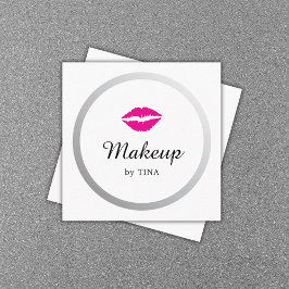 Moderne Elegante Faux Zilveren Lippen Make-up Arti Vierkante Visitekaartje