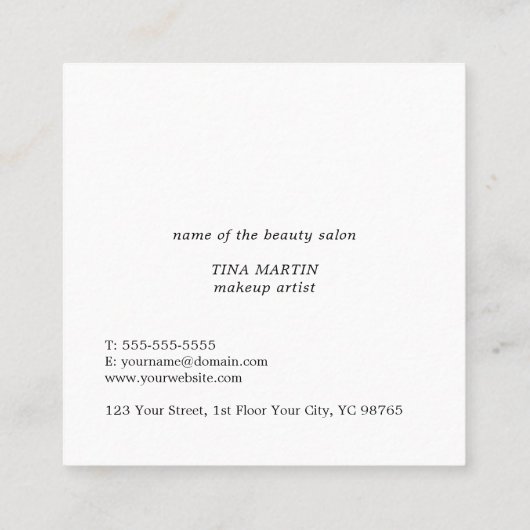 Moderne Elegante Faux Zilveren Lippen Make-up Arti Vierkante Visitekaartje (Achterkant)