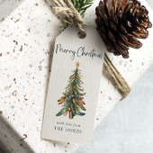 Moderne Elegante Feestelijke Boho Kerstboom Cadeaulabel