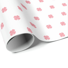 Moderne Elegante Feestelijke Roze Geluks Klaver Pa Cadeaupapier