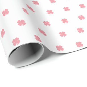 Moderne Elegante Feestelijke Roze Geluks Klaver Pa Cadeaupapier
