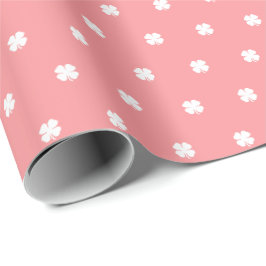 Moderne Elegante Feestelijke Roze Geluks Klaver Pa Cadeaupapier
