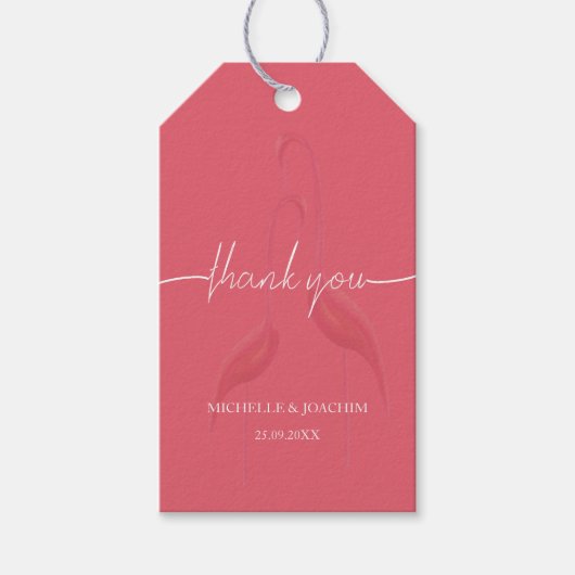 Moderne Elegante Flamingo Koraal Rood Cadeaulabel (Voorkant)