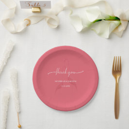 Moderne Elegante Flamingo Koraal Rood Papieren Bordje