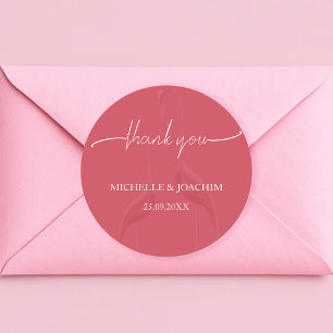 Moderne Elegante Flamingo Koraal Rood Ronde Sticker