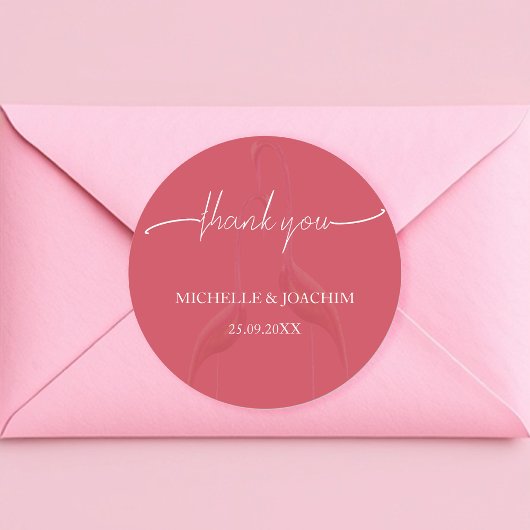 Moderne Elegante Flamingo Koraal Rood Ronde Sticker