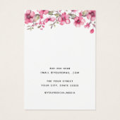 Moderne Elegante florale roze waterverf display ka Visitekaartje (Achterkant)