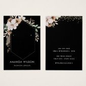 Moderne elegante florale zwarte oorbel display kaa visitekaartje (Voorkant /achterkant)