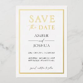 Moderne Elegante Folie Gedrukte Trouwkaart 'Save t Folie Uitnodiging