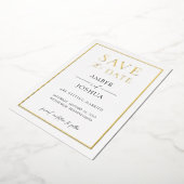 Moderne Elegante Folie Gestempelde Trouwkaart Save Folie Uitnodiging (Gedraaid)