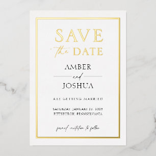 Moderne Elegante Folie Gestempelde Trouwkaart Save Uitnodiging