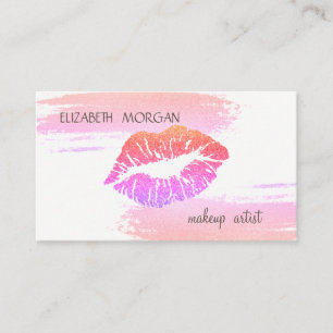 Moderne Elegante Folie Kwaststreek, Glitter Lippen Visitekaartje