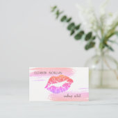 Moderne elegante Folie penseelstreek, glitter lips Visitekaartje (Staand voorkant)