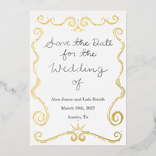 Moderne Elegante Folie Save the Date Uitnodiging (Voorkant)