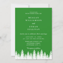 Moderne Elegante Forest Green White Winter Wedding