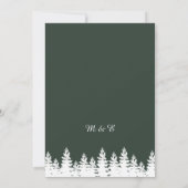 Moderne Elegante Forest Green White Winter Wedding Kaart (Achterkant)