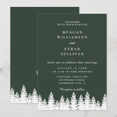 Moderne Elegante Forest Green White Winter Wedding Kaart (Voorkant / Achterkant)