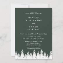Moderne Elegante Forest Green White Winter Wedding