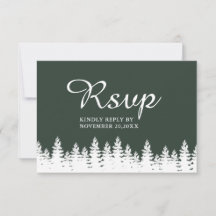 Moderne Elegante Forest Green White Winter Wedding
