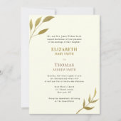 Moderne elegante formele ivoor en gouden bruiloft kaart (Voorkant)