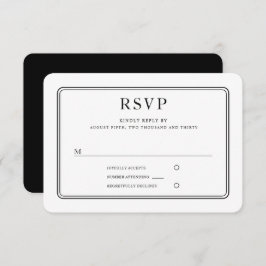 Moderne elegante formele zwart-wit bruiloft RSVP kaartje