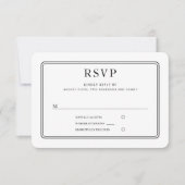 Moderne elegante formele zwart-wit bruiloft RSVP kaartje (Voorkant)