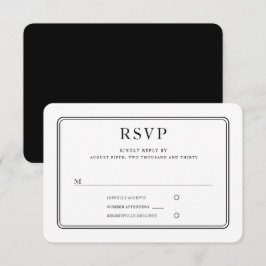 Moderne Elegante Formele Zwarte En Witte Bruiloft RSVP Kaartje