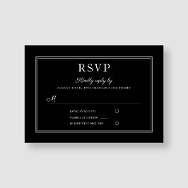 Moderne Elegante Formele Zwarte Trouw RSVP Kaart