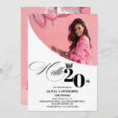 Moderne Elegante Foto 20e Verjaardagsfeest Kaart (Voorkant / Achterkant)