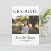 Moderne Elegante Foto Afstudeer Uitnodiging (Staand voorkant)