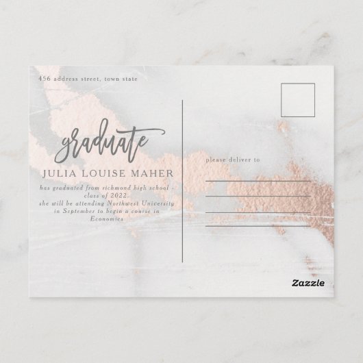 moderne, elegante foto afstuderen briefkaart (Achterkant)