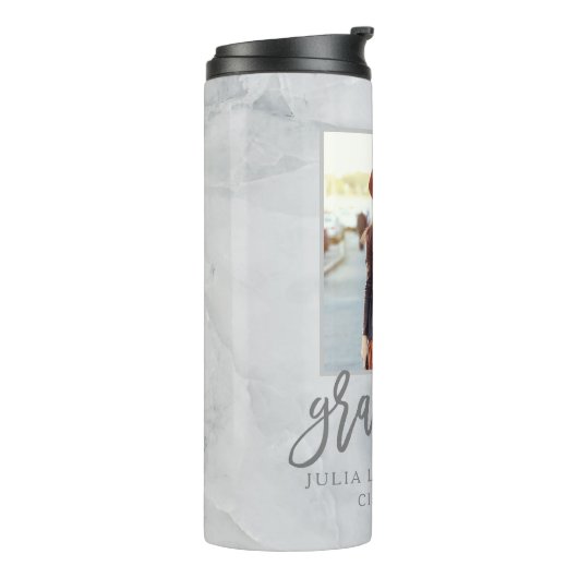 moderne, elegante foto afstuderen thermosbeker (Gedraaid links)
